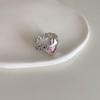 S925 Sterling Silver Pink Zircon Open Ring for Women – High-End, Light Luxury, Stackable Versatile Design for Index Finger.
