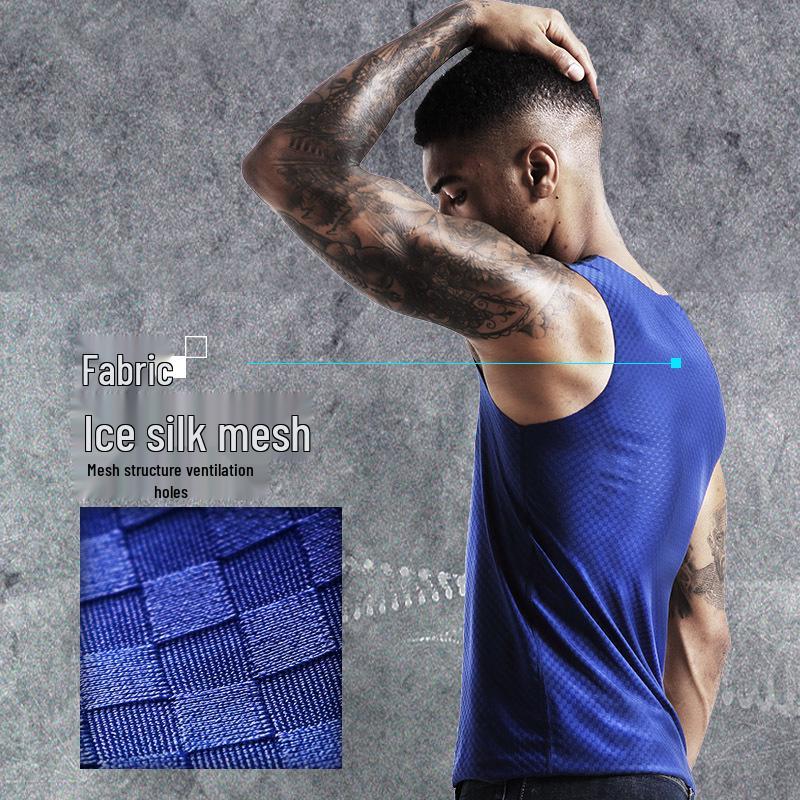 Men's Ice Silk Seamless Summer Slim Fit Vest - Sleeveless Sweatshirt for Youth Sports and Underwear.