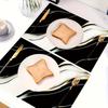 De 4 Elegantes Salvamanteles con Diseño de Mármol Blanco y Negro - Hechos de Poliéster, Forma Rectangular, Lavables, Adecuados para Comedor, Cocina