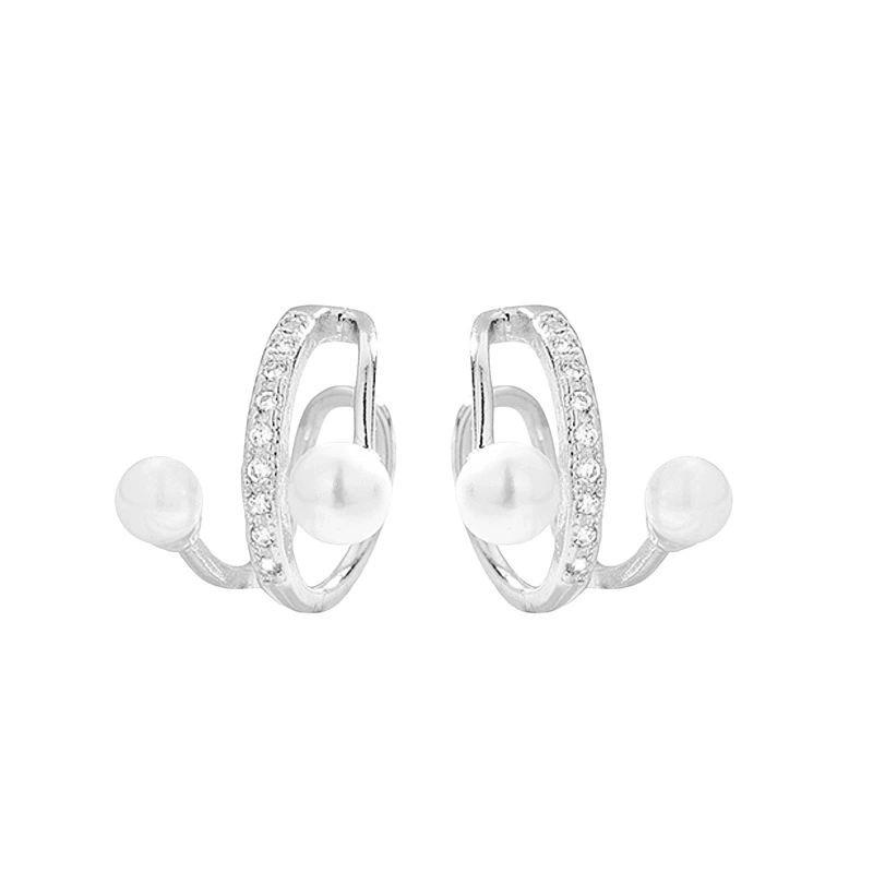

BELLA BOX Double-layer Zircon Pearl Ear Clips Without Ear Holes, High-end Geometric Ear Bone Clips Earrings золотий