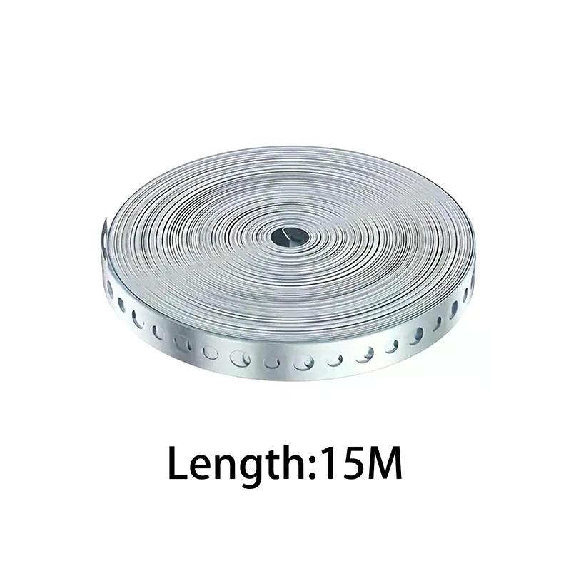 1 Roll Of 15M Galvanized Steel Tape Pre-Punched Multi-Slot Metal Tape For Pipe Support And Sheet Metal Work Hoop Sign Board