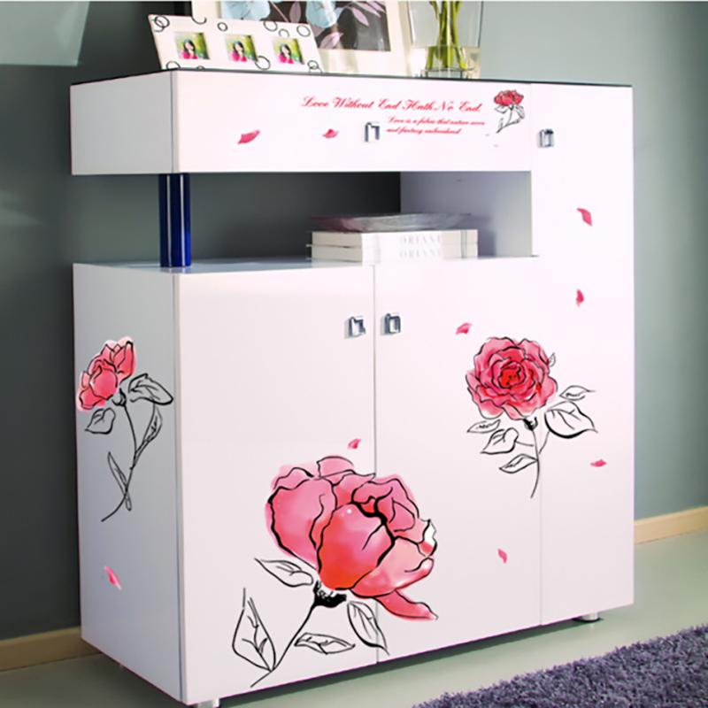 Romantischer Rosenblumen Wandaufkleber Selbstklebend Kreative Tapete Schlafzimmer Dekoration Eingang Sofa Kunst Abziehen und Aufkleben
