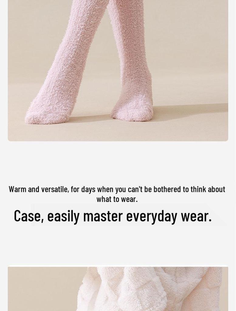 Women's Coral Fleece Calf Socks: Thick, Velvet, Non-Shedding, Warm Sleep Socks for Autumn & Winter.