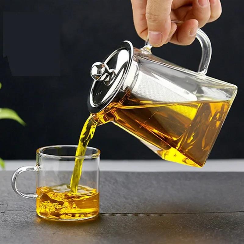350/550/750ML Glass Teapot with Infuser Clear Heat Resistant High Borosilicate Glass Teapot Office Home Summer Winter Drinkware