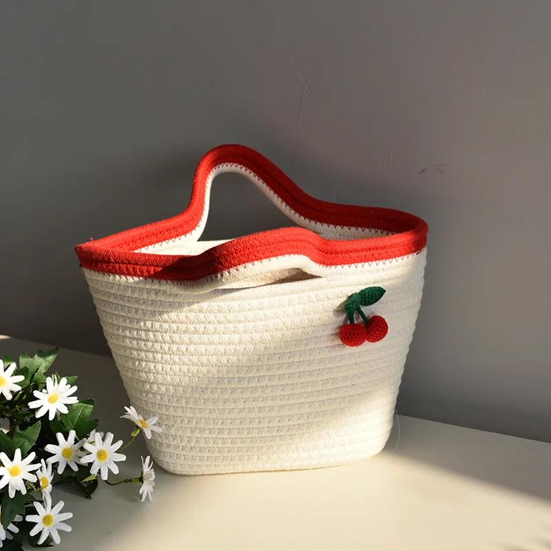 

Горячая распродажа 2024 года, маленькая сумочка Cherry, хлопковая трикотажная сумка для пляжного отдыха, сумка-тоут, ручная сумка