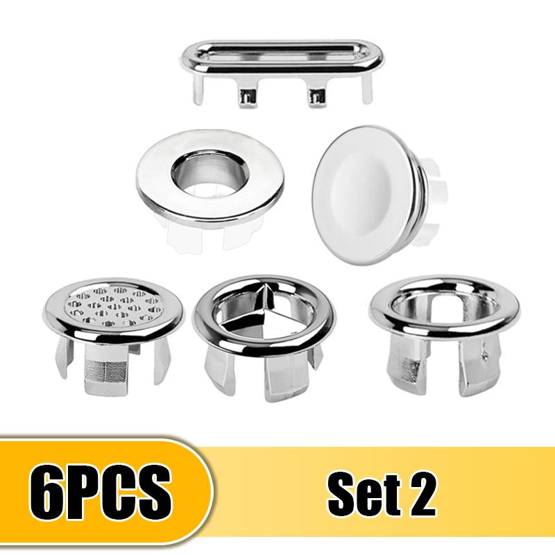 1/4Pcs Sink Hole Overflow Cover Basin Trim Bath Sink Holes Drain Cap Replacement Bathroom Wash Basin Hollow Overflow Rings Plug