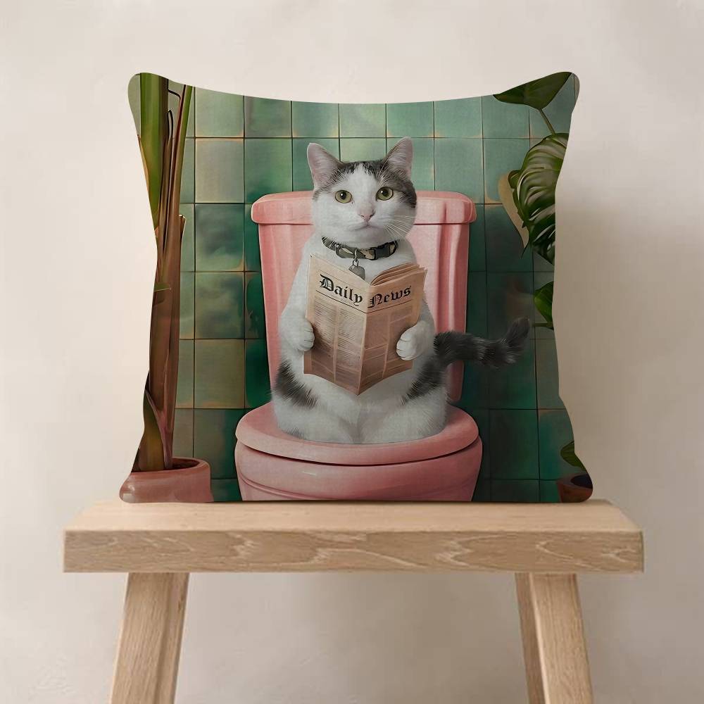 Cute Cat Pillow Gift Home Office Decoration Bedroom Sofa Car Cushion Cover Case 45x45