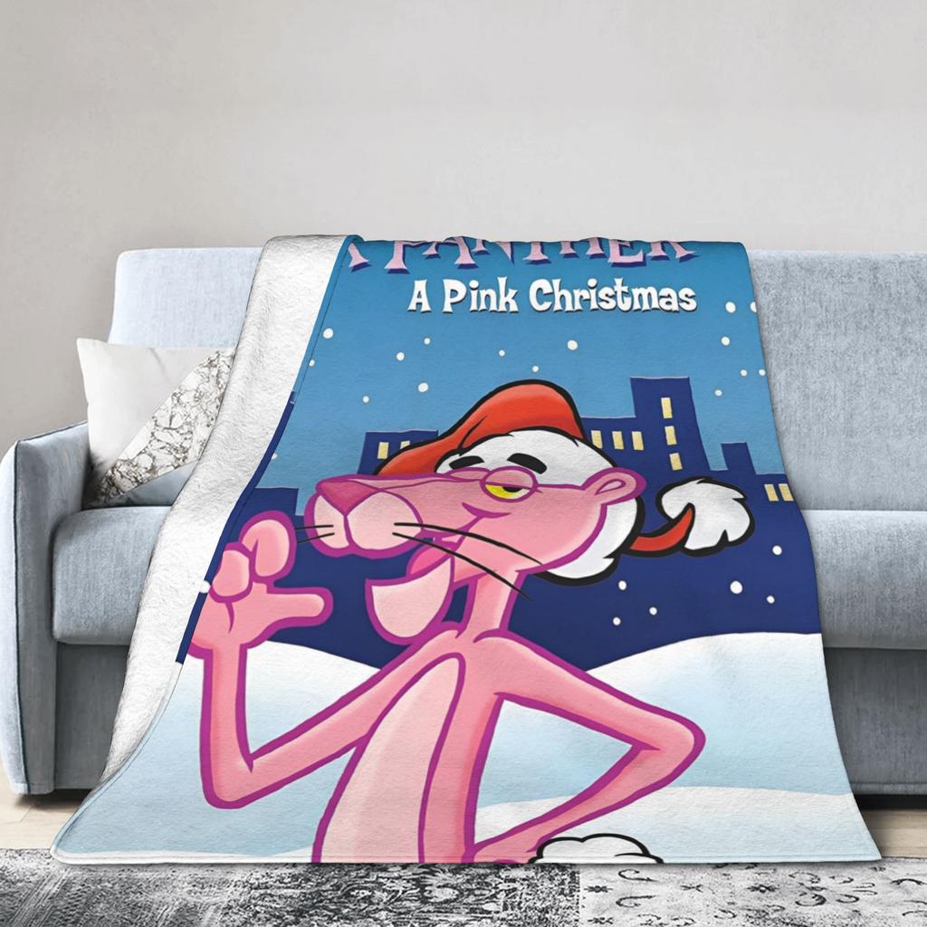Pinks Panthers Velvet Throw Blanket Cartoon Blanket for Bed Couch Lightweight Bedroom Quilt,