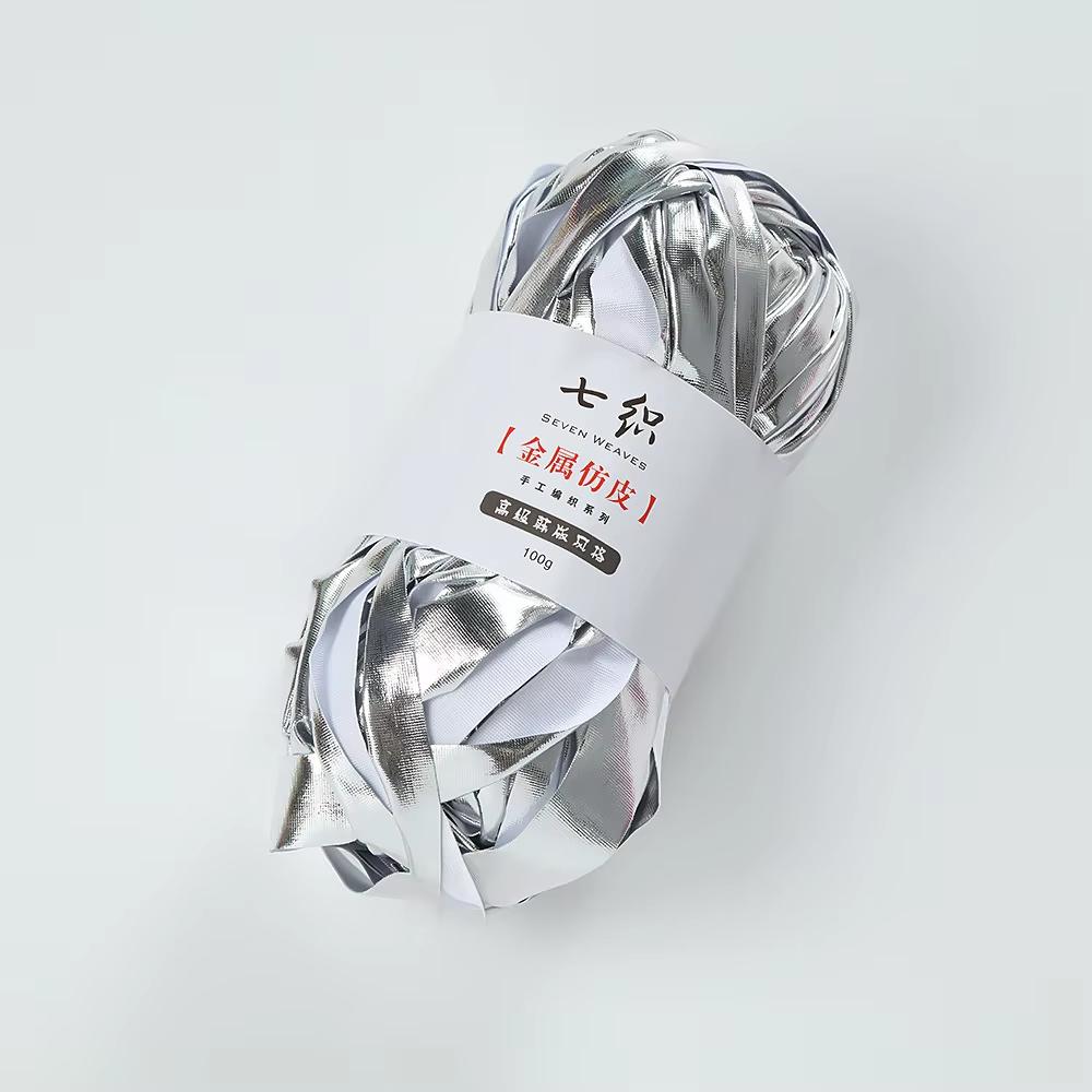 100M/Rolle Metallisches T-Shirt-Garn Stoff Garn zum Stricken für Hand-DIY-Tasche Decke Kissen Häkelprojekte