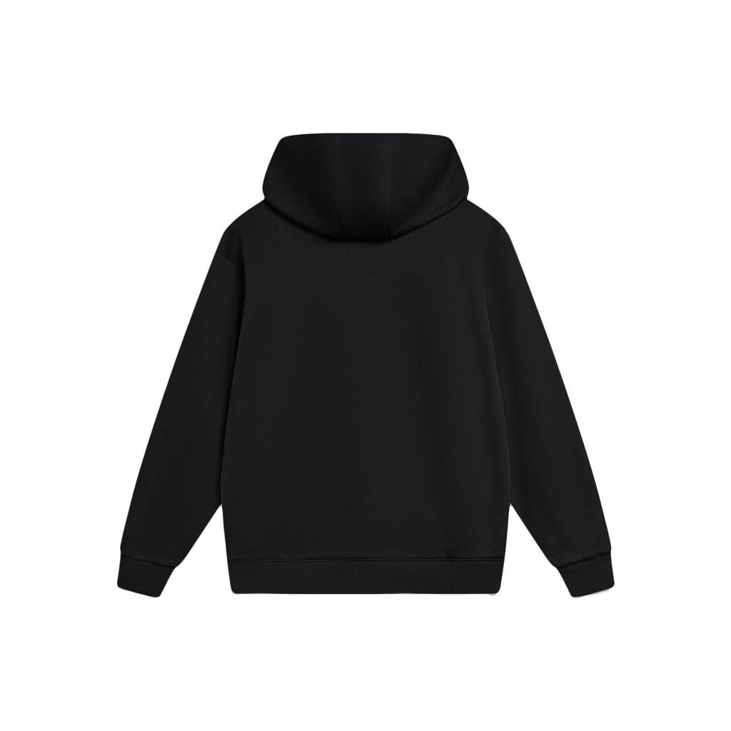 Li Ning Sports Fashion Series Letter Print Casual Fleece Hooded Pullover Long Sleeve Early Autumn Sweatshirt Men sweatshirt Black AWDU969-1