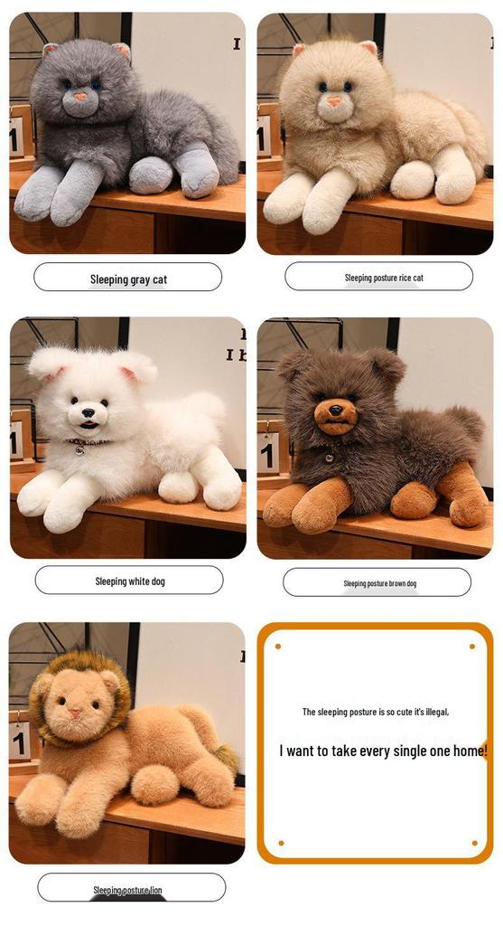 Realistic Cat & Dog Plush Animal Figurines: Cute, Soothing, and Interactive Toys