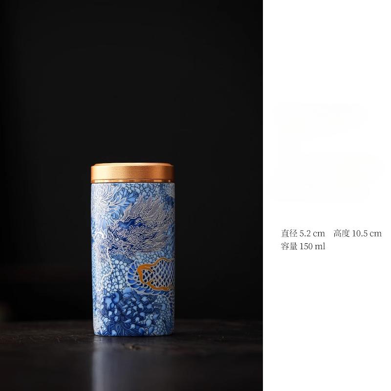 

Ceramic Enamel Color Cloisonn É Silver Raw Xiaolong Tea Jar Chinese Household Candy Sealed Storage Jar