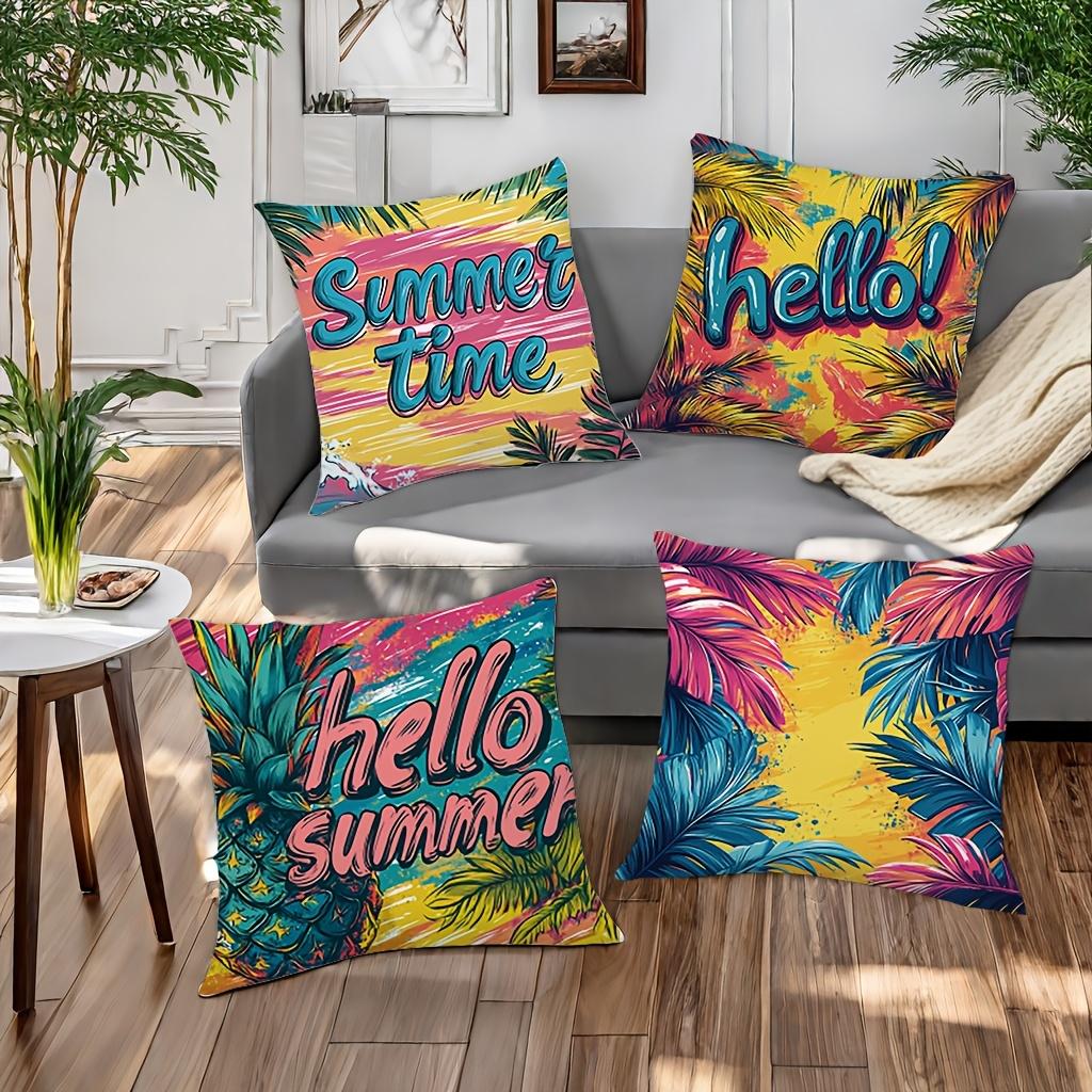 Tropical Plant Design single-sided digital printing pillow cover Short plush Suitable living bedrooms sofas throw cushion cover