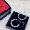 Pink Heart Rhinestone Zirconia Adjustable Bracelet for Women - Shiny Internet Celebrity Hand Jewelry with Luxury Feel