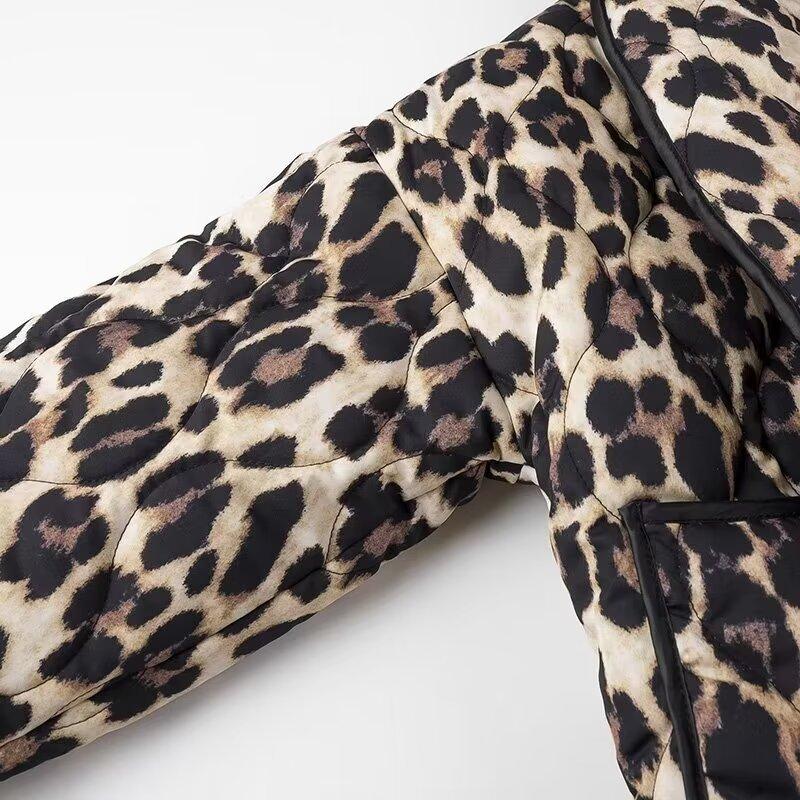 Winter Damen Festival Street Fashion Animal Print Revers Jacke