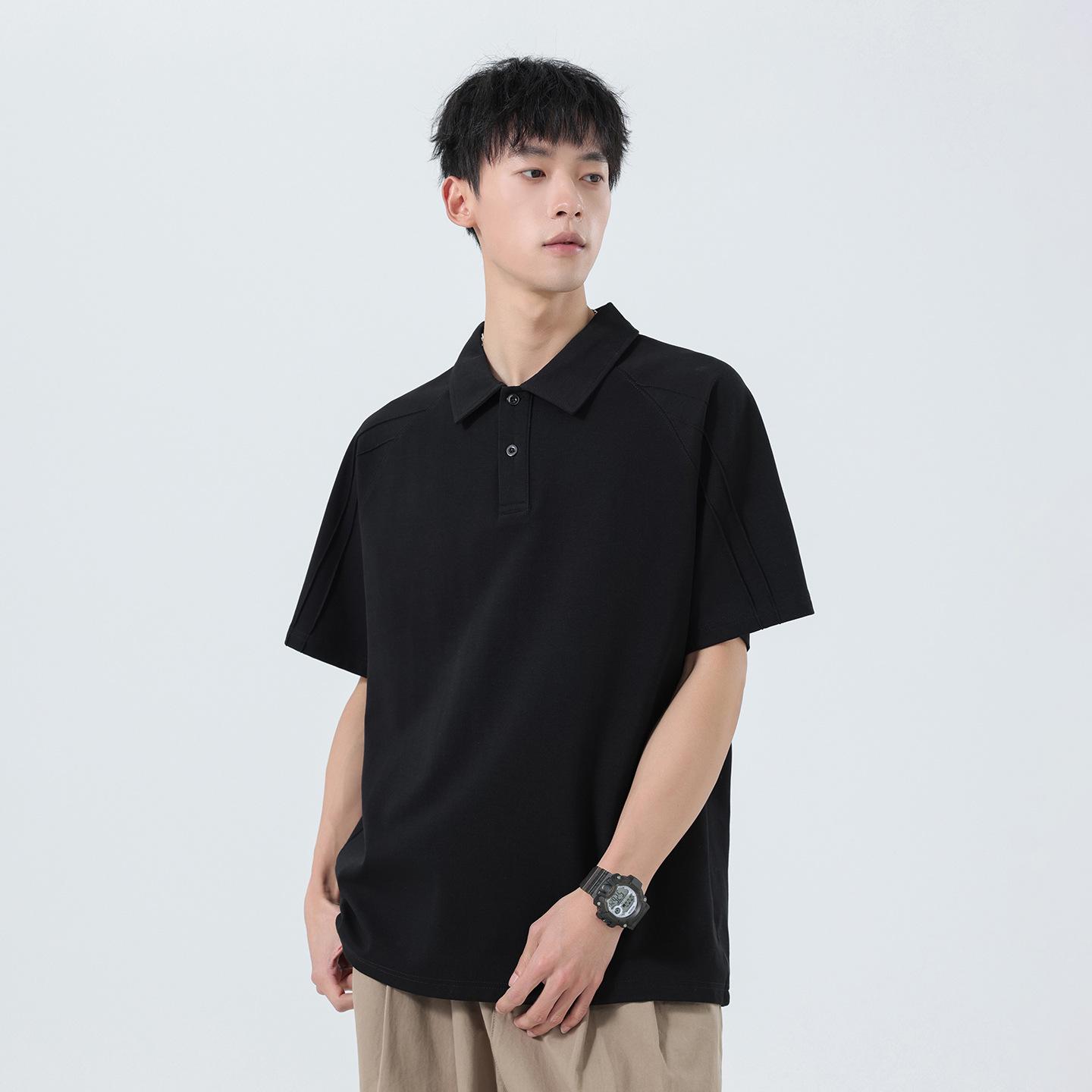 Pengyun Men s Retro Patchwork Short Sleeve Polo Shirt - Casual Business Lapel T-Shirt 3XL