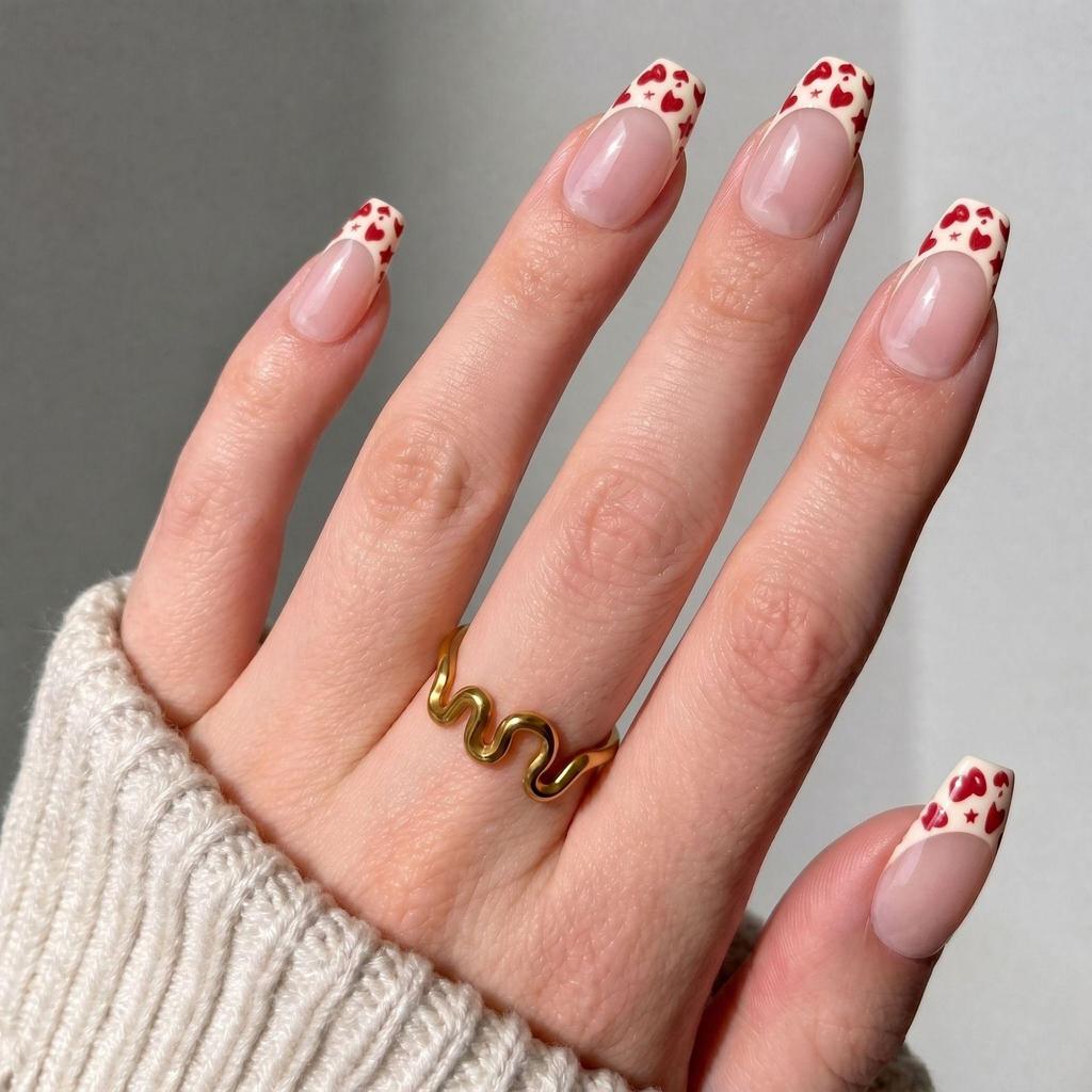 Hochwertige tragbare künstliche Nägel im Mandel-Nude-French-Stil – mittellange und lange Nagelspitzen