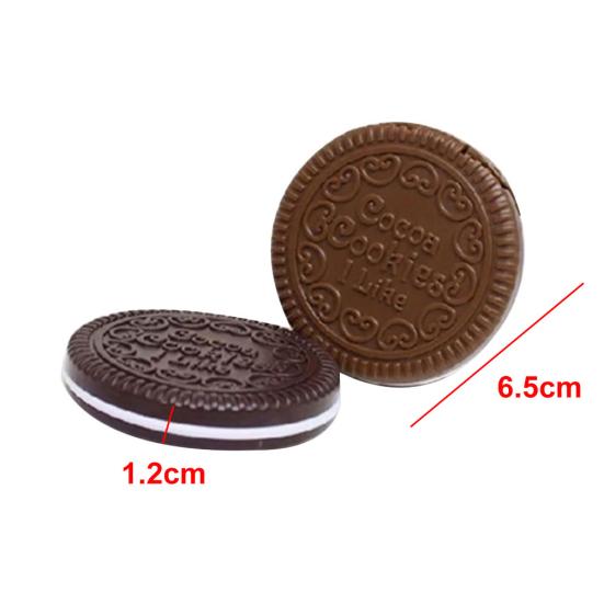 Cute Chocolate Sandwich Folding Biscuit Shaped Portable Makeup Round Mirror