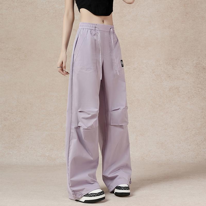 Kappa Summer Lightweight Breathable Stretch Woven Casual Cargo Pants Women pants Light-Cream-Purple K0E42AX80D-4128