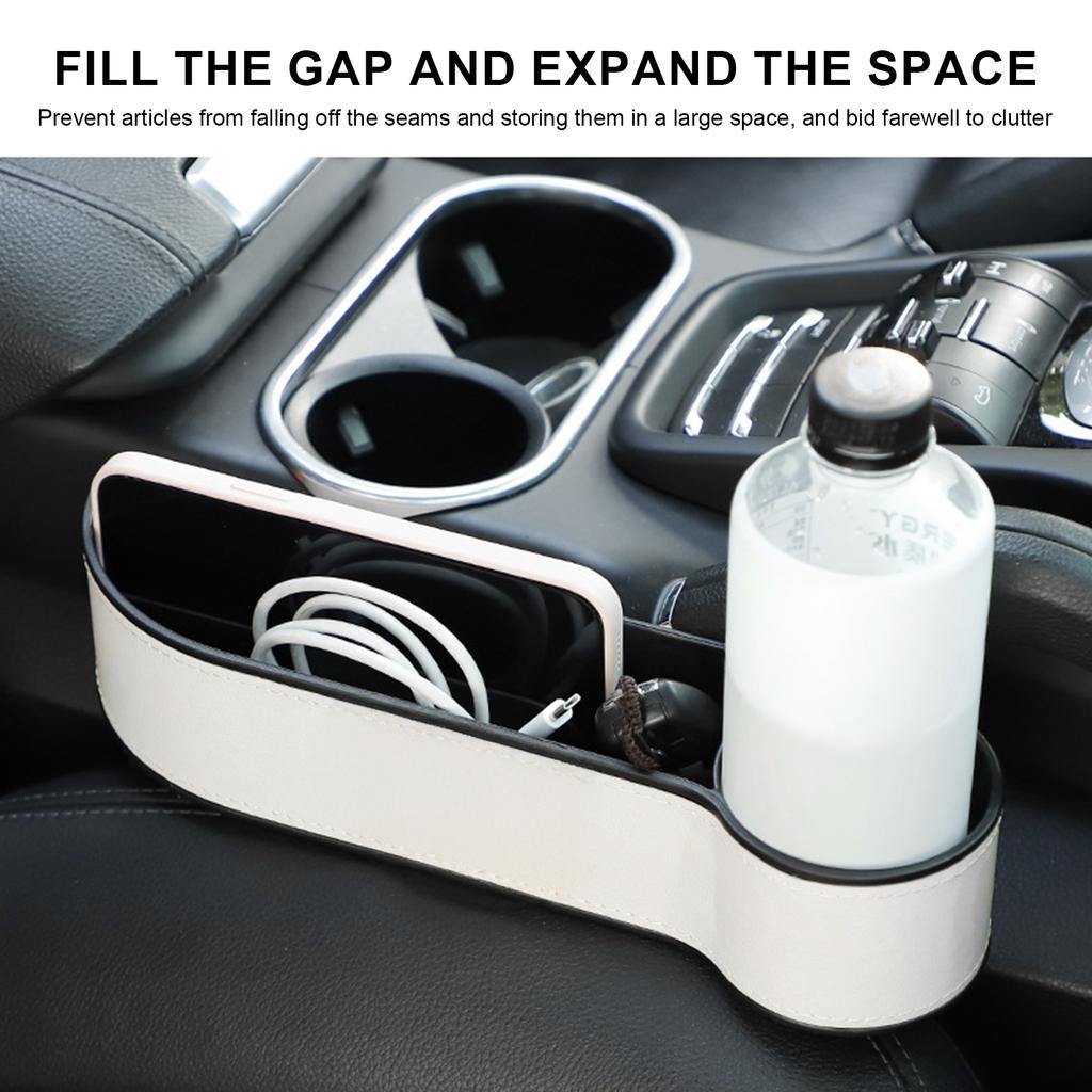 Universal Car Seat Gap Organizer Adjustable Leather Cup Holder Gap Bag Suitable for Cell Phones Sunglasses