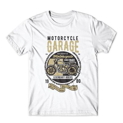 Motorrad Garage Klassisches T-Shirt 100% Baumwolle Premium T-Shirt Neu