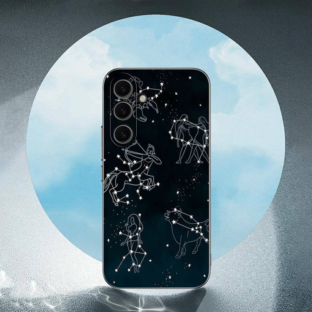 Constellation Zodiac Signs Luxury Black Phone Case For Samsung Galaxy S23 S24 S25 Ultra S22 Plus S21