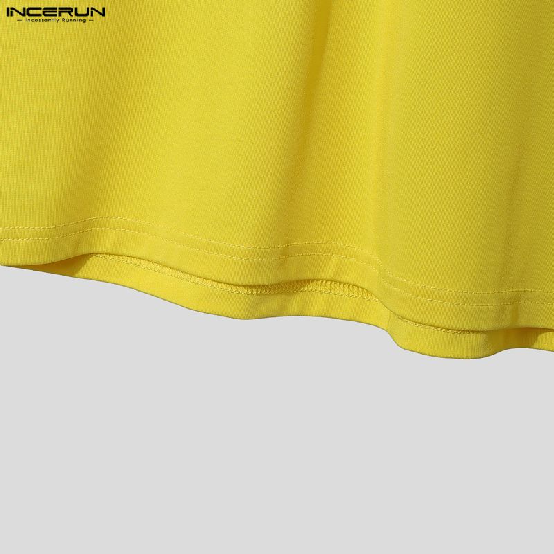 INCERUN Men's Sexy Short Sleeve Turtleneck Slim Fit See Through Mesh T-Shirt Muscle Tops Party Clubwear
