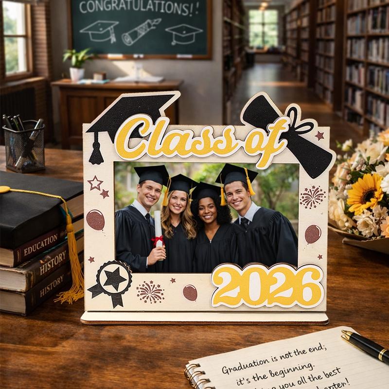 Graduation Wooden Tabletop Photo Frame Class of 2026 Grad Gift for Senior College Tabletop Decorative Photo Frame Drop Shipping