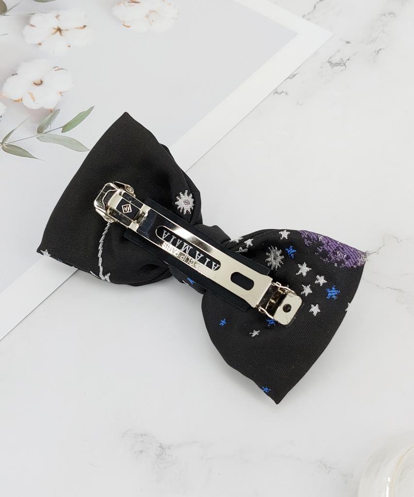 Maia Milky Way Star Jacquard Hair Ribbon Pin - Purple