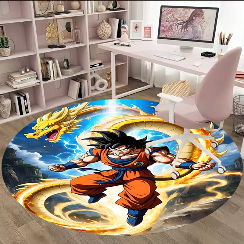 1pc Dragon Ball2 Print Round Carpet Chair Round Carpet Suitable for Bedroom Living Room Home Decorative Carpet