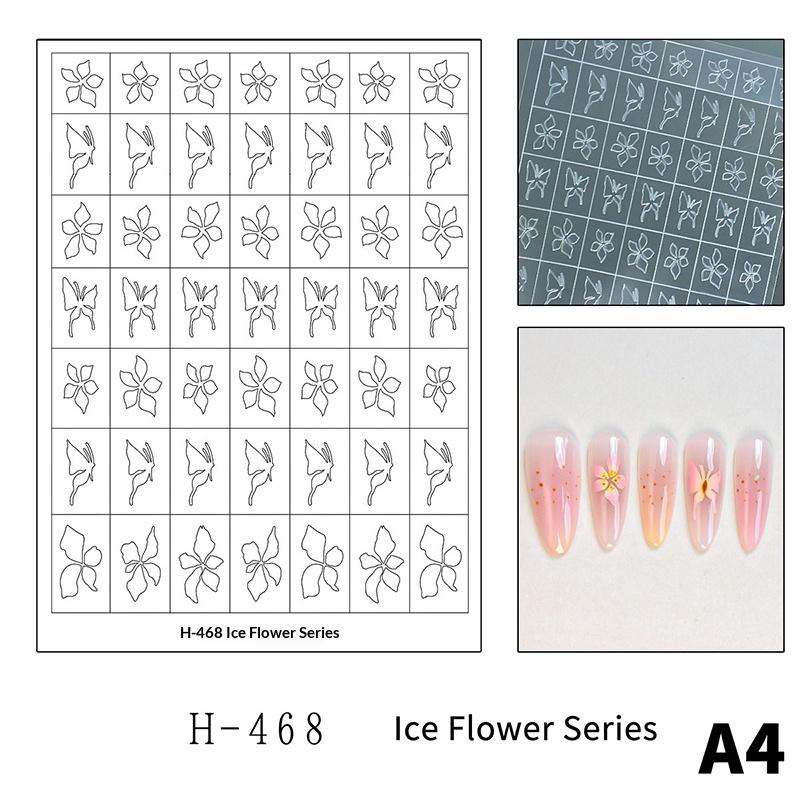 

Flower Tulip Butterfly Pattern Hollow Out Nail Art Stickers Colorful Nail Charm Template Stamp Manicure Decals Decoration