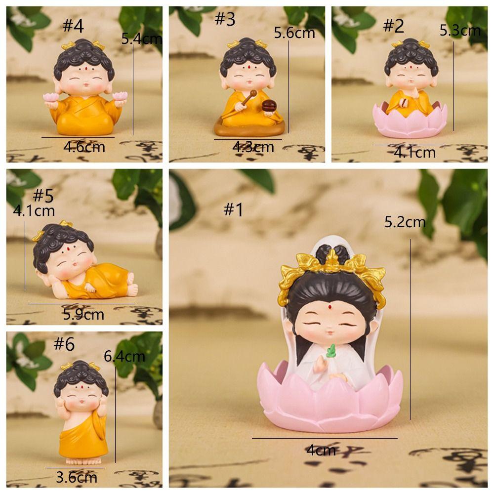 Cute Mini Buddha Guanyin Statues Resin Craft Delicate Cartoon Buddha Figures DIY Chinese Style Buddha Ornaments Office Bookshelf
