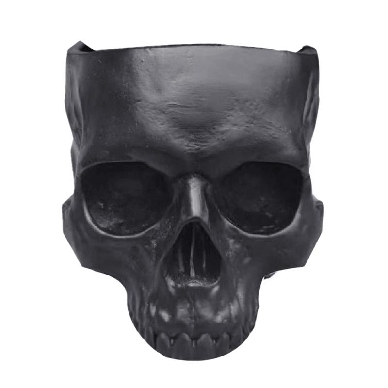 Dark Tone Resin Skull Flower Vessel Ideal For Dramatic Interior Styling And Work Space Touches