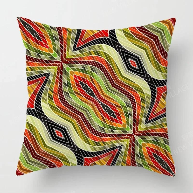 Oturma Odası Kanepe Dekorasyonu İçin Kısa Peluş Baskılı Boho Mandala Desenli Dekoratif Yastık Kılıfı Yastık Kılıfları
