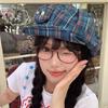 Korean Style Plaid Cloud Berets Sun Protection Octagonal Caps Retro Newsboy Cap  Female