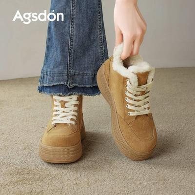Auguson Dam Retro 2025 Vinter Snöstövlar: Casual sneakers med tjock sula, pälsfoder och högt skaft i sammet.