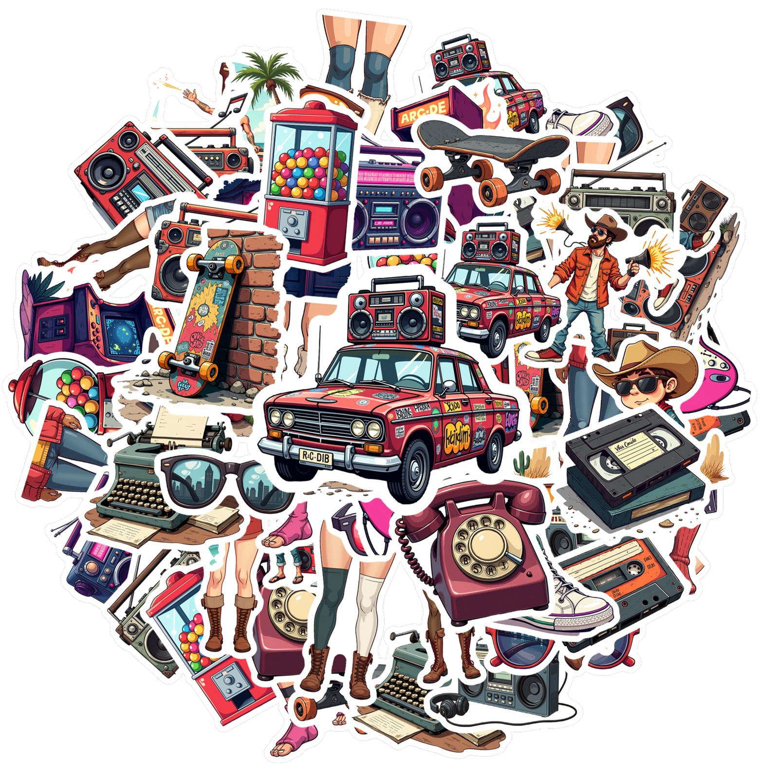 35pcs-50pcs Decals Music Retro Stickers Music Decals Stationery Stickers For Guitar Notebook Fridge