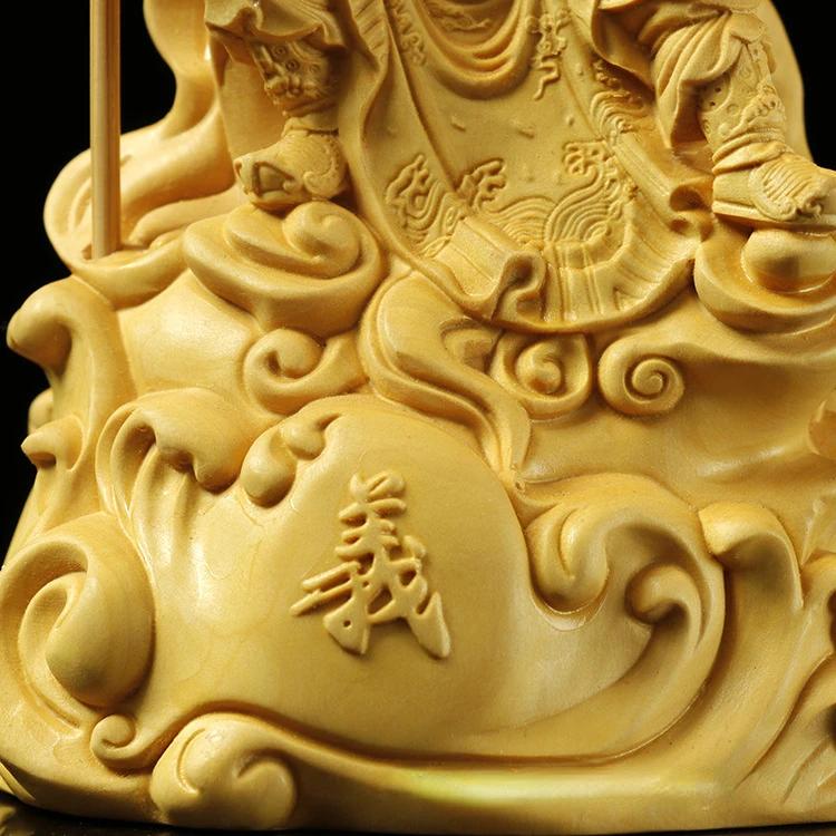 Boxwood Carving Buddha Home Crafts God of Wealth Guan Gong People Decor