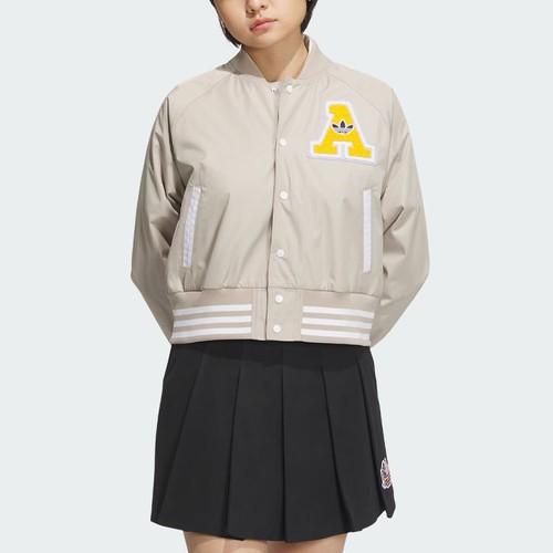Adidas Originals Retro Pilot Sports Letter Jacket for Women, Beige