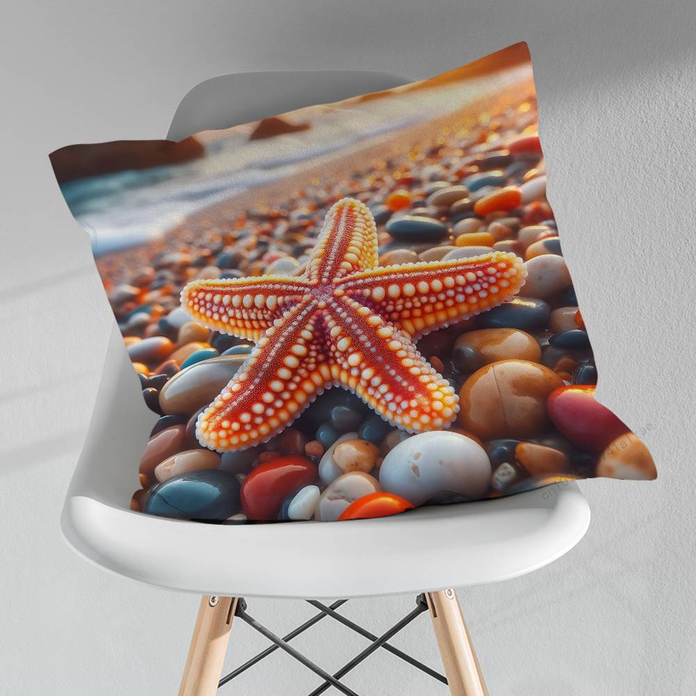 Sunset Beach Shells Starfish Pillow Case For 30x30cm45x45cm55x55cm For Home Bedroom Decoration And Protector
