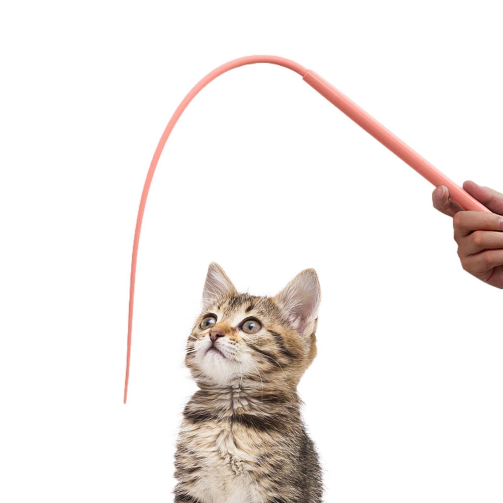 

Pet Silicone Long Rod Cat Teaser Toy with Realistic Mouse Tail Design Interactive Cat Wand for Indoor Cat Play and Exercise One Size