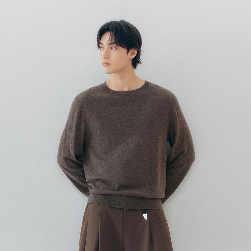 Semir Men's Winter Minimalist Wool Crew Neck Pullover Sweater