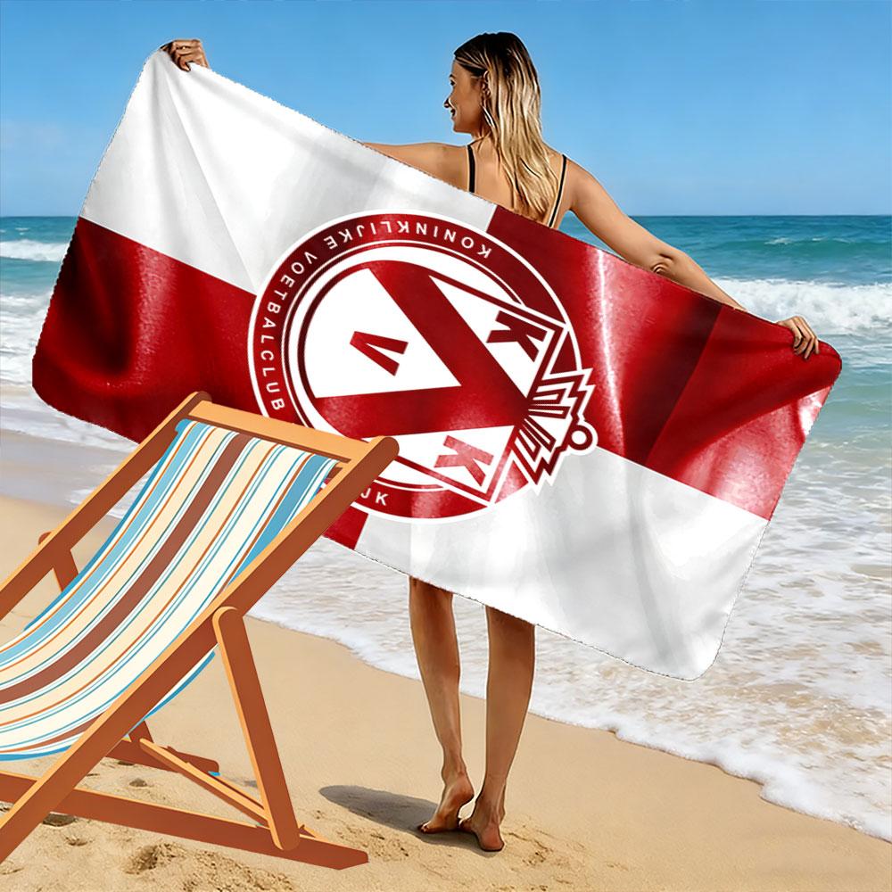 "Royal KV Kortrijk Red White Emblem" Patterned Beach Towel Quick Dry Perfect for Travel Outdoor Sports Jogging the Beach and Swimming