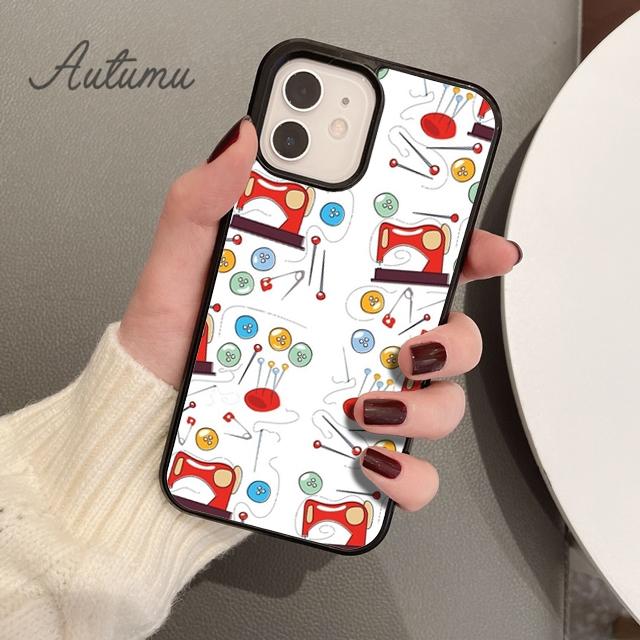 Sewing Machine Tailor Elements Phone Case for iPhone 11 12 13 14 Pro Max Mini XR XS SE 2020 7 8 Plus Samsung S21 S22 Shell