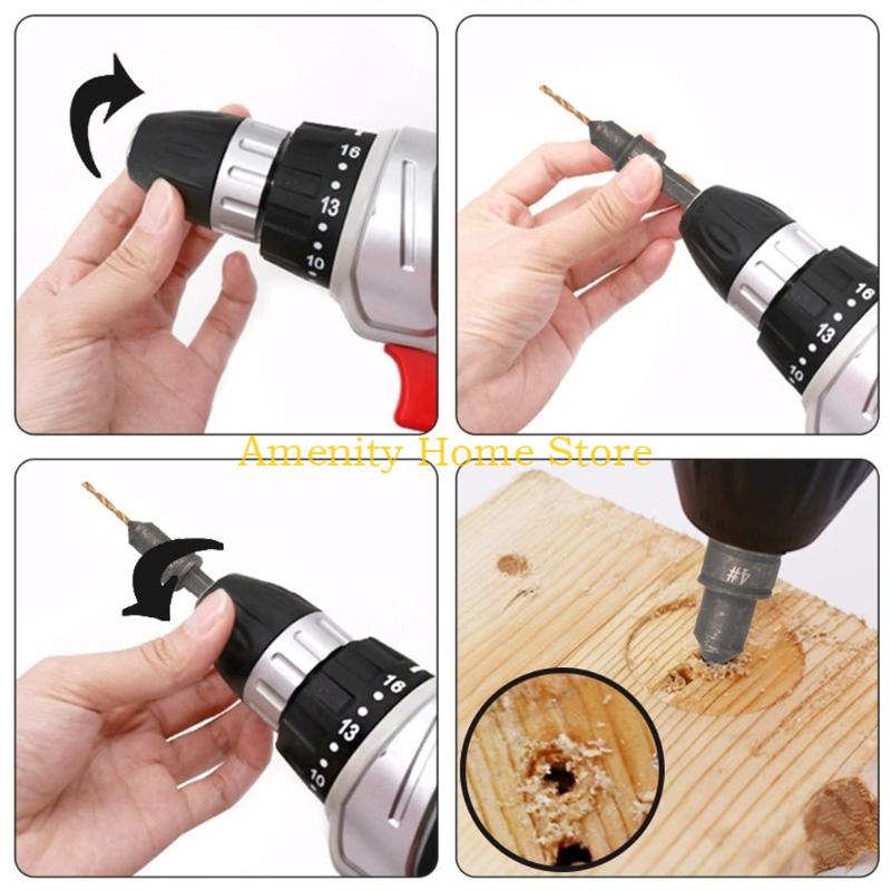 F26C Long Lasting Wood Drill Set 3 10mm Accuracy Ground Bits For Cabinetry And Crafting Includes Organizer Box