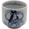 Mino-Ware Sake-Tasse von Kazuto blau und weiß mit einem Design von Benzaiten von hergestellt in (guinomi) Wada, 5cm, Porzellan, (Göttin des Glücks), Japan,