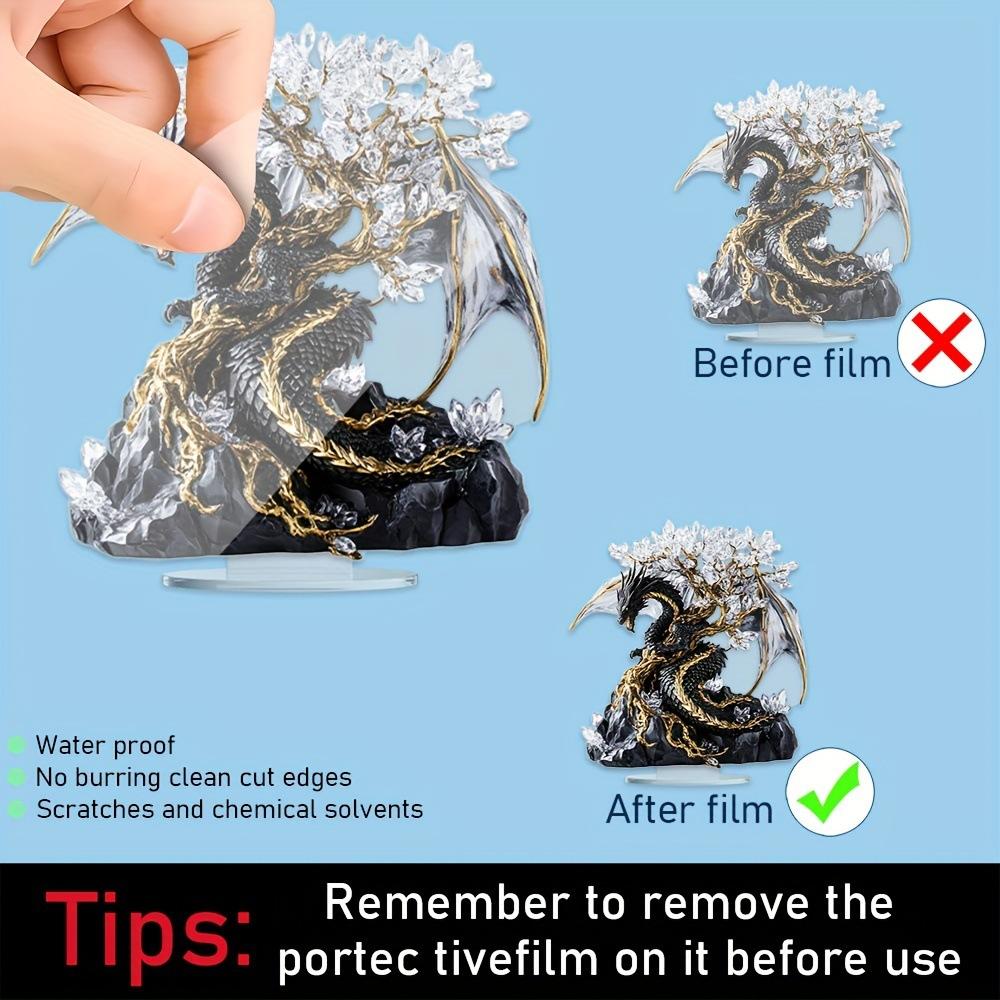 1 pz Scultura Drago in Acrilico Stile Arte Nordica con Base per Arredamento Casa Camera da Letto, Decorazione Multifunzionale per Stanza