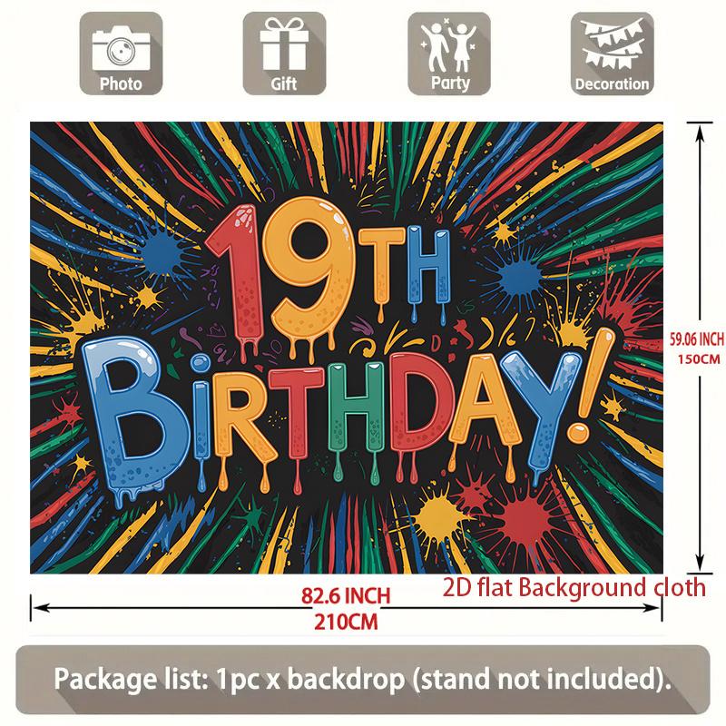 1pc Birthday 19th Graffiti Hanging Banner Polyester