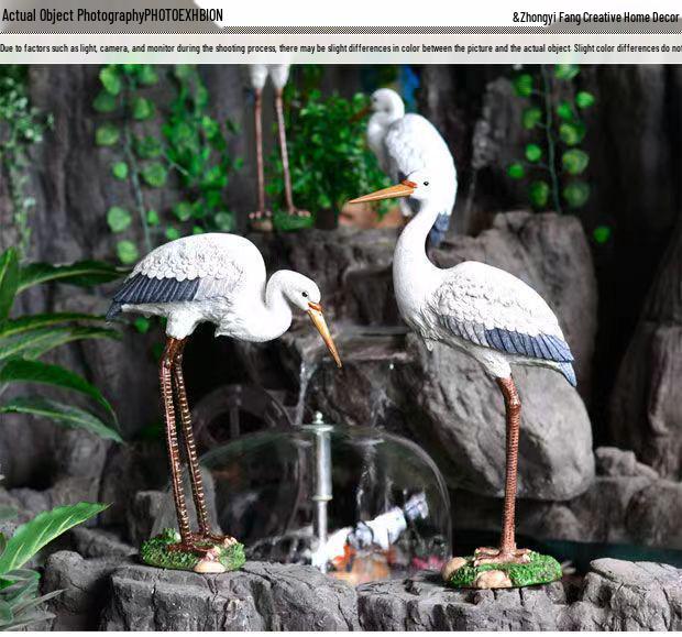 Simulated Heron Ornament for Outdoor Garden and Courtyard Landscaping Decoration - Egret Resin Craft