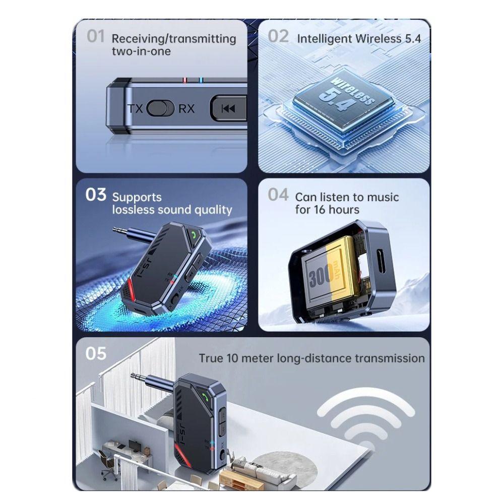 With Mic Wireless Audio Adapter Stereo Music Music Receiver Bluetooth 5.4 Receiver Transmitter